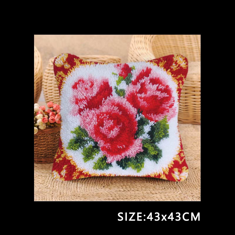 DIY Carpet Embroidery Latch Hook Kit Plant Series Segment Embroidery Pillow Flowers Grass Coarse Wool Cross Stitch 3D Latch Hook
