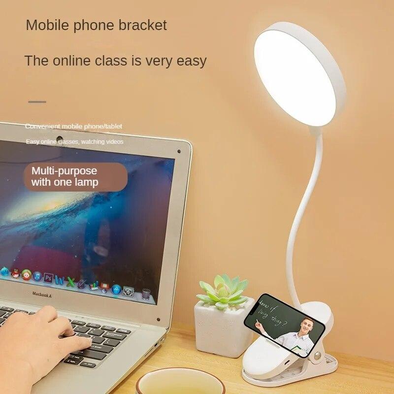 Modern Small Desk Lamp for Homework and Reading, Portable Clip-On LED dormitory Lamp