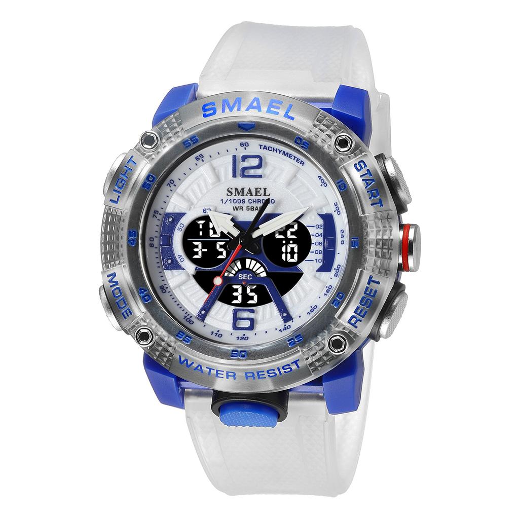 SMAEL Casual Waterproof Watch Digital Dual Display Outdoor Sports Multi-functional Glow-in-the-dark Men's Watch