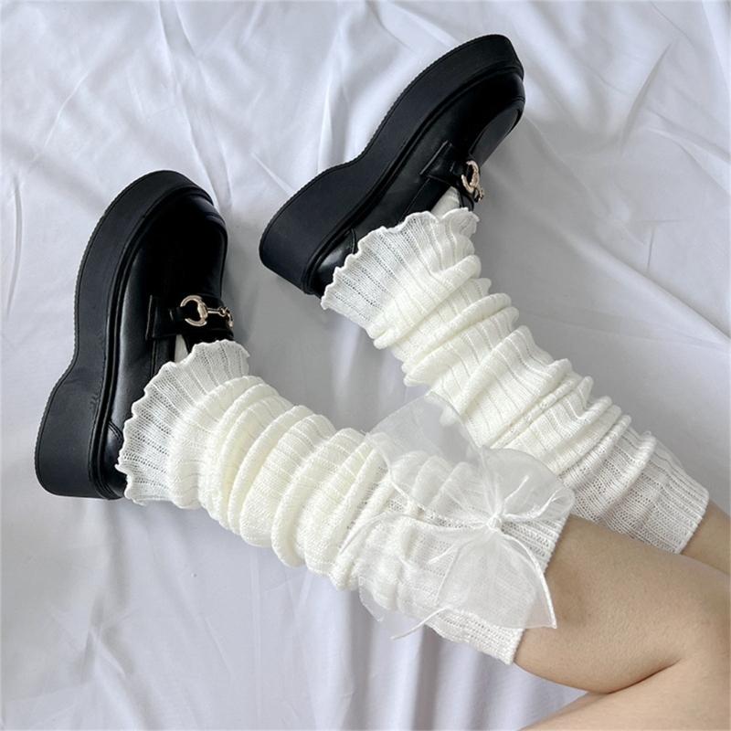 Womens Knee High Leg Warmer Socks Knitting Ankle High Bandage Leg Sleeve Boot Long Tube Knitted Leg Sleeve Calf Covers