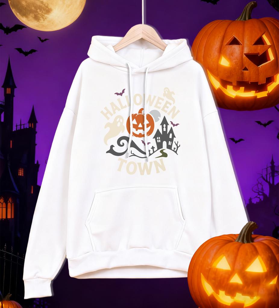 Halloween Town Pumpkin Lantern Printed Men Hoodies Hip Hop Hoody Casual Fleece Male Sportswears All-Match Autumn Clothes