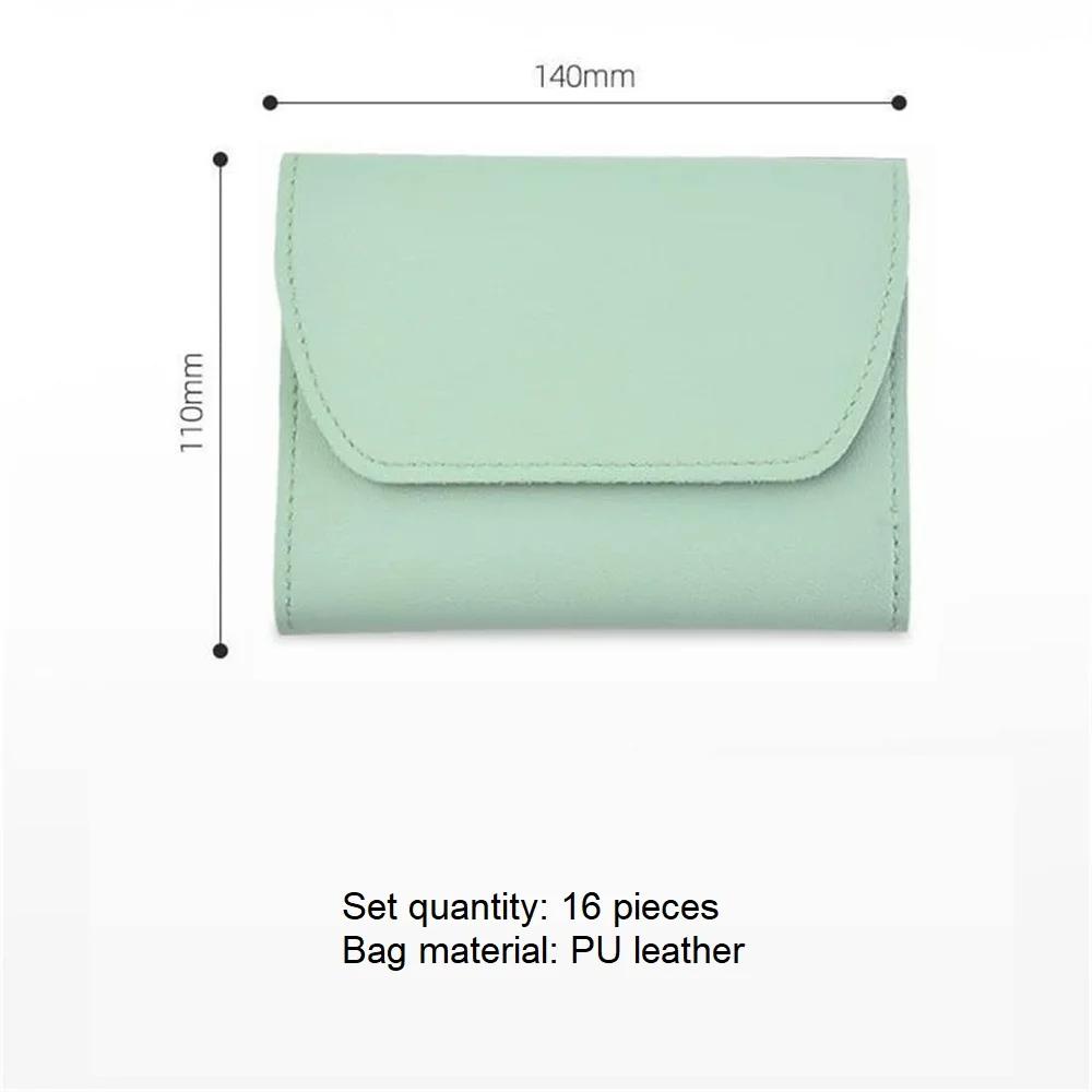 16Pcs Portable Manicure Sets Stainless Steel Nail Clipper Set Grooming Tool Set Portable Case Manicure Art Tool Green Nails Cut