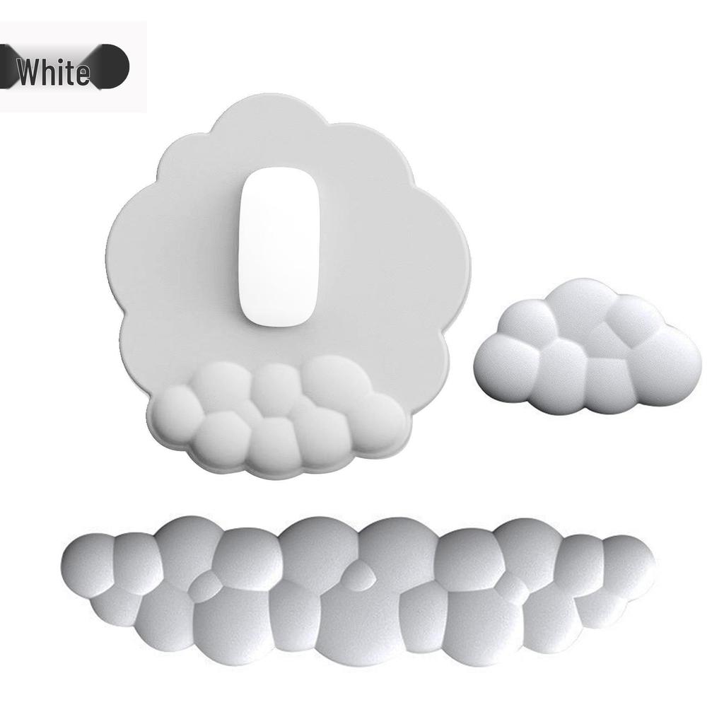 Cloud Leather Mouse Pad & Memory Foam Wrist Rest - Non-Slip Silicone Keyboard Support