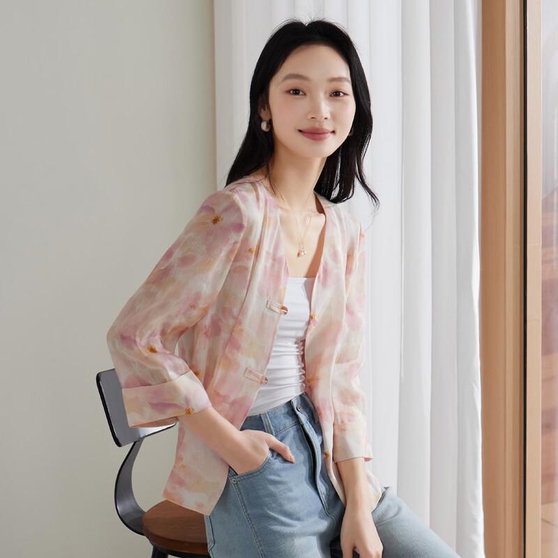 SOFSIL Women s New Chinese Style Linen Blend V-Neck Jacket S