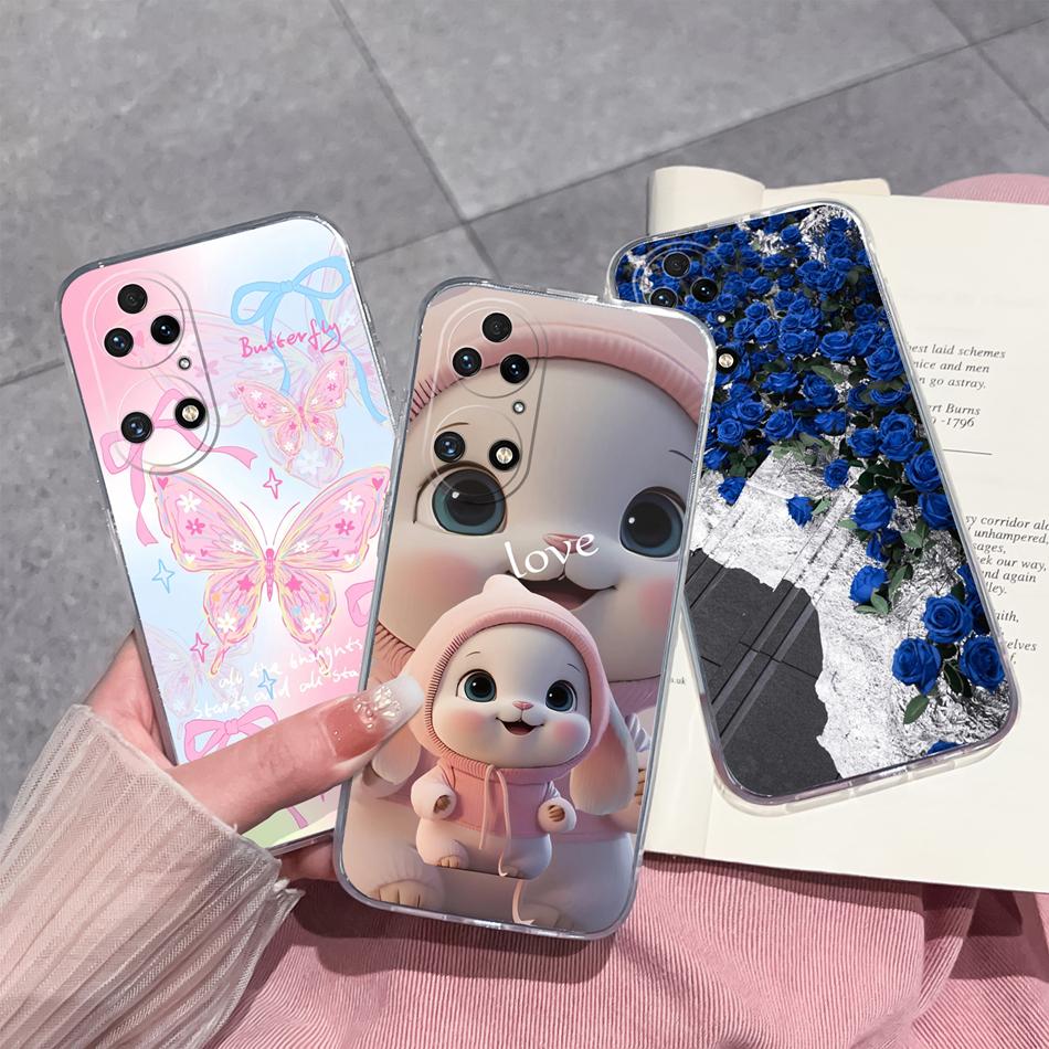 For Huawei P50 Pro P50E Phone Case Lucky Flowers Patterns Transparent Protective Funda For Huawei P 50 Soft TPU Silicone Bumper