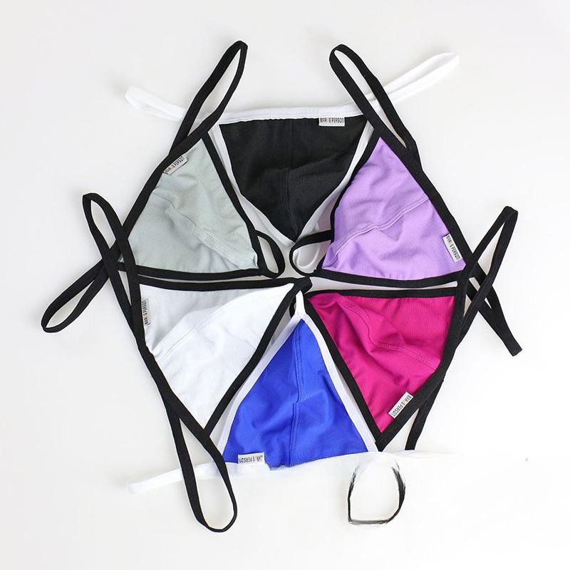 Men's Sexy Low-Rise Thong Solid Color High-Cut Thin Strap Seamless Breathable Body-Hugging Underwear