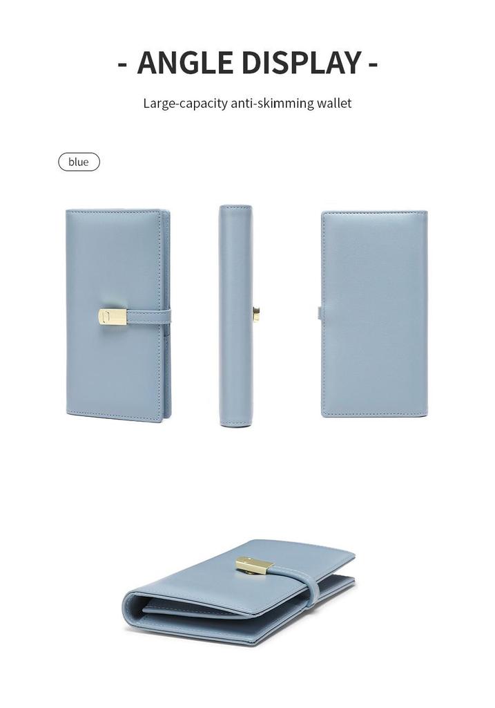 2025 RFID Anti-theft Women's Bifold Wallet with Money Clip, Korean Style, Multiple Card Slots, Long Design