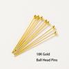 100Pcslot 14K 18K Gold Plated 16-50Mm Ball Head Pins Diy Jewelry Making Findings Brass Metal Flat Head Eye Head Pins Supplies