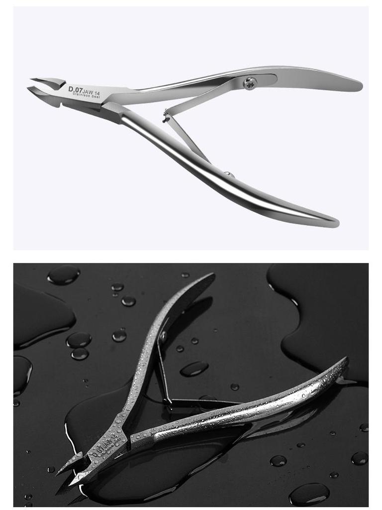 D07 Stainless Steel Cuticle Scissors & Nail Clippers Set - Oblique Mouth for Salon-Quality Nail Care