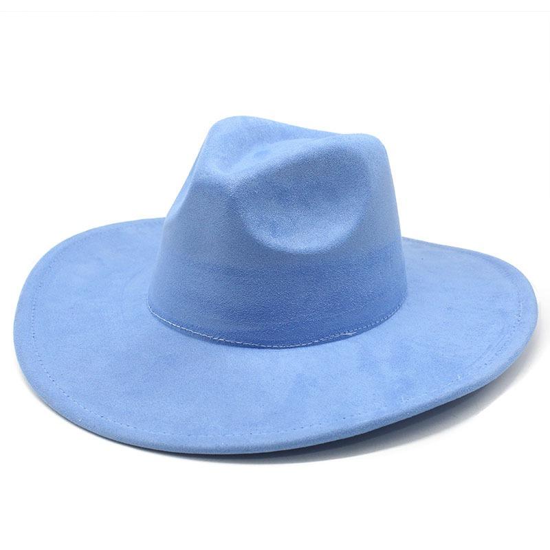 Unisex Suede Wide Brim Fedora Hat Ethnic Style Gentle Hat