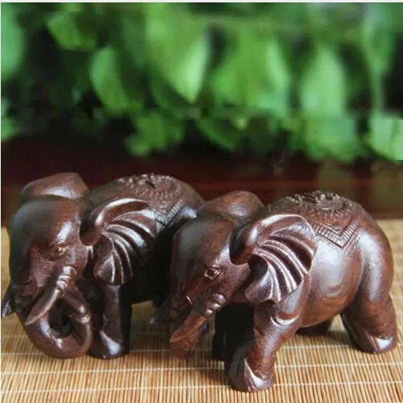 New Wooden Elephant Figurines Craft, Carved Natural Stone, Mineral Crystal Mini Animals Statue