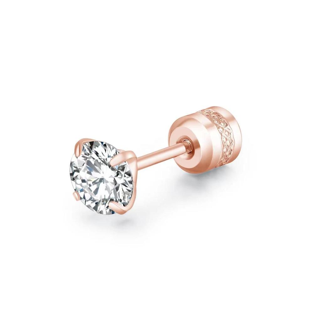 European and American Four-Claw Zircon Earrings: Embossed Anti-Slip Double Diamond Cartilage Studs