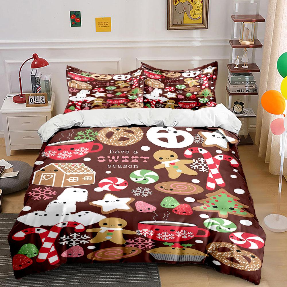 Gingerbread Cookies, Candy Canes. Bedding Sets Duvet Cover Sets Duvet Covers Pillowcases(1 * Duvet Cover 2 * Pillowcases Without Duvet Insert)