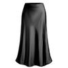 Women's New Satin Bustier High-waisted Elastic Split Long Skirt Sexy Splicing Package Hip Skirt Female