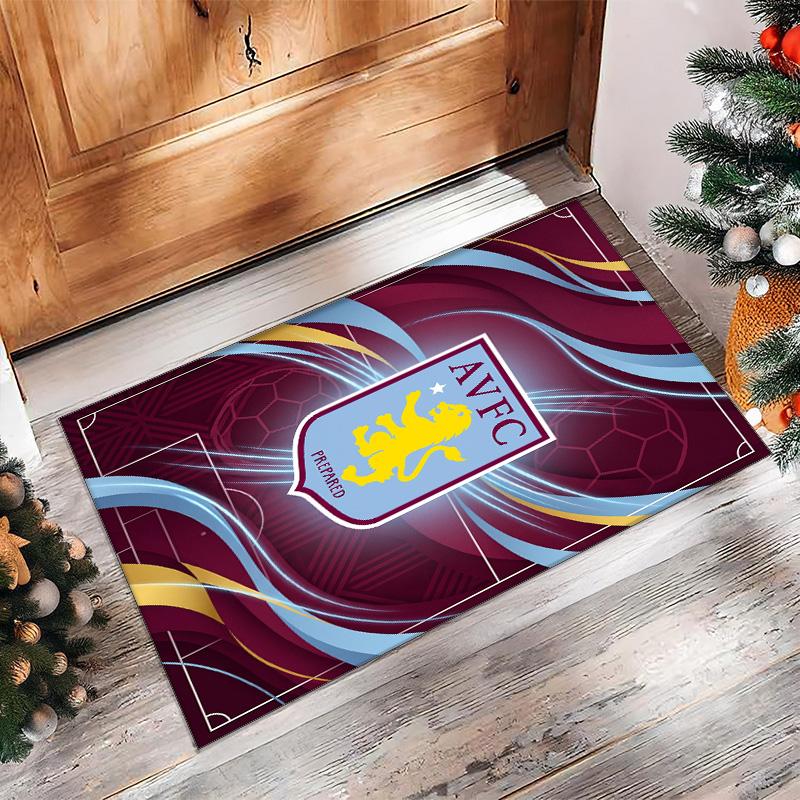 Tappeto in Velluto di Cristallo con Stampa Calcio Aston Villa, Comodo Assorbente d'Acqua Antiscivolo Tappeto per Pavimenti Interni