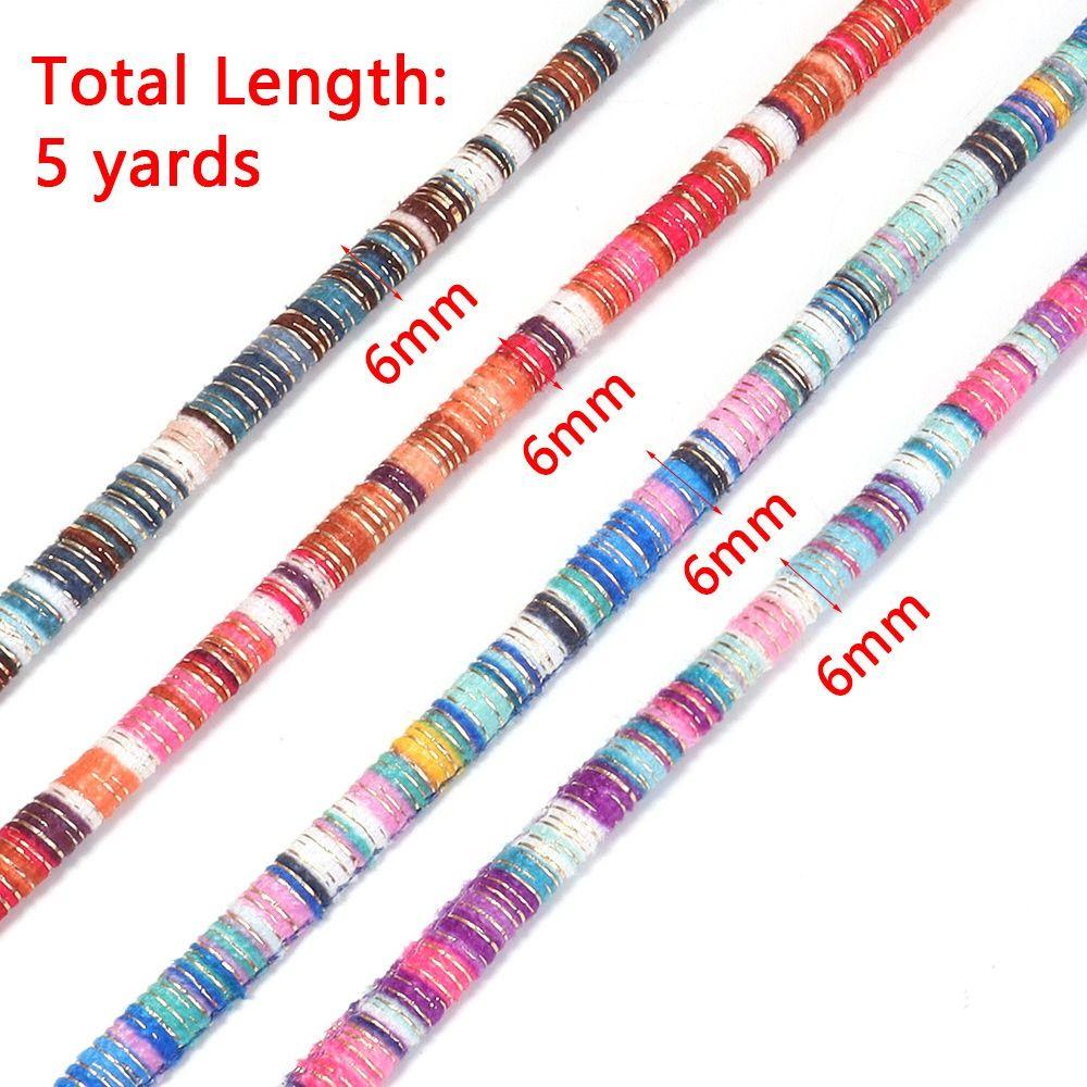 Decorative 6mm Round Jewelry Making Cords Colorful Ethnic Style Handmade Crafts Ribbon Multi-Color Cotton Cords Clothing Sewing