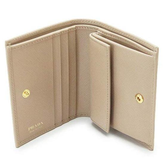 Folding Wallet Bifold Leather Cipria Beige 1MV204 QWA METAL CIPRIA [Prada] Women's F00236/SAFFIANO [Item]