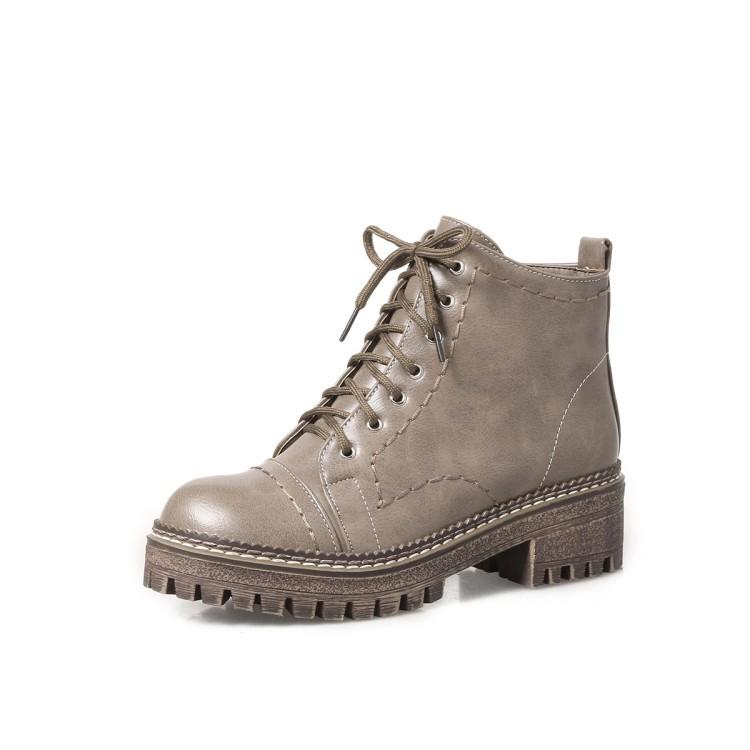 

2017 Весна и Осень Мартин ботинки ретро одинарные ботинки на шнуровке низкий каблук квадратный корень короткие ботинки самопродажа 39 хаки