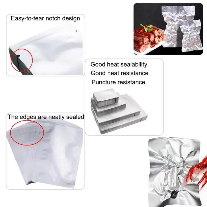 10-200pcs Vacuum Sealing Foil Bags Silver for Storage, Heat Sealable Aluminum Foil Pouches, Vacuum Bag for Coffee, Spices,Powder