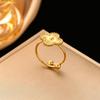Adjustable 18k Titanium Steel Four-Leaf Clover Ring & Versatile Earrings for Women