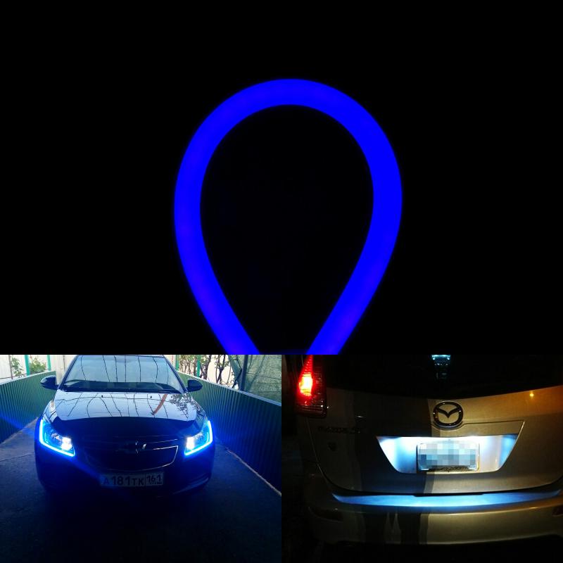 2 PCS Car LED Strip Lights Styling HeadLight DRL 12V 30CM 45CM 60CM Flexible Soft Tube Guide Turn Signal Daytime Running Lights