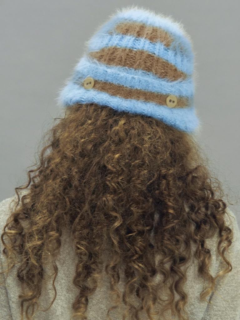 SETSETSET Two-Way Earflap Beanie Stripe Blue Mix