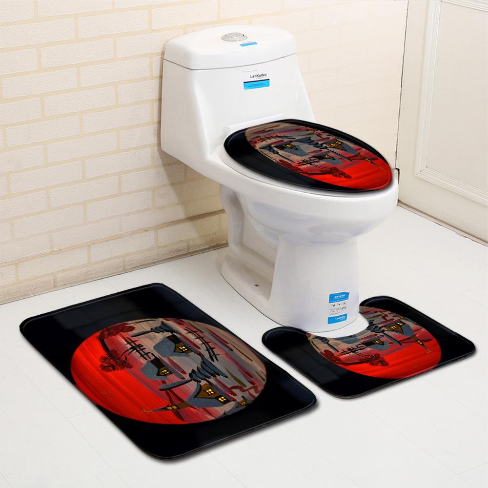 Christmas Bathroom Floor Mat Toilet Three-Piece Set