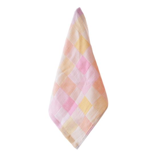 Cotton Checkered Square Towel Small 10"x10" Face Towel Absorbent Colorful Plaid Washcloth for Home Kitchen Face Washing Sweat Wiping