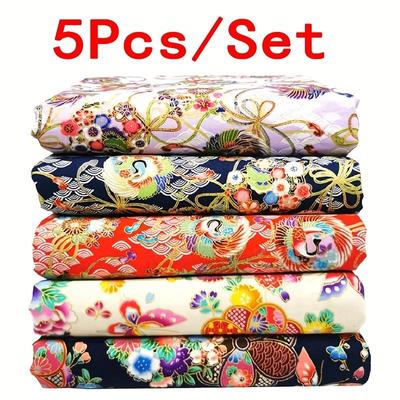 5 Pçs/set Novo Estilo Japonês Tecido de Estampagem Quente Chá Materiais de Arte Roupas Artesanais Tecido de Impressão Digital Para Produtos de Artesanato DIY