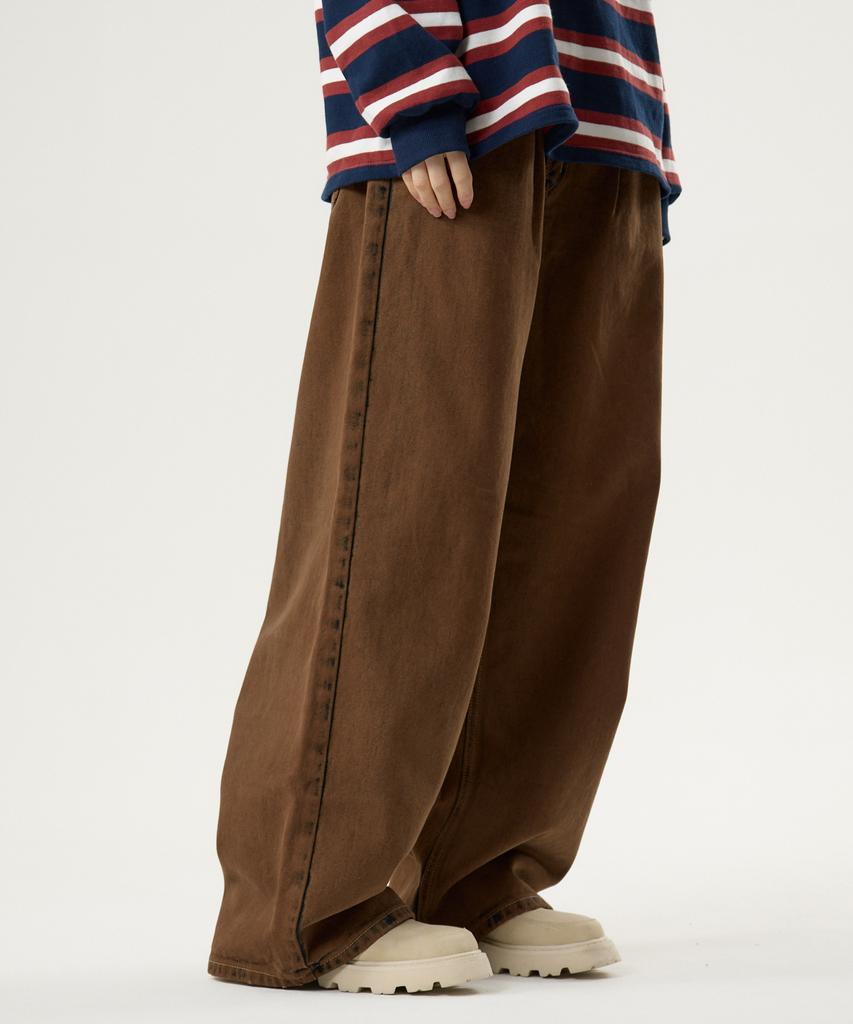 UNKNOWN PLANET Custom One-Pleat Dyed Pants Brown
