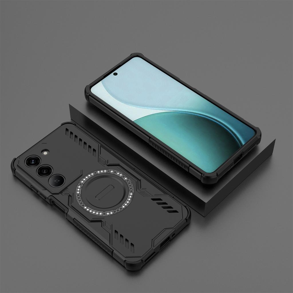 For Realme 14x 5G/V60 Pro 5G Magnetic Case Butterfly Armor Hollow Heat Dissipation PC+TPU Phone Cover