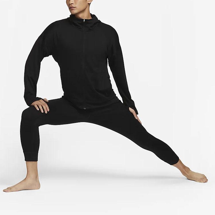 Nike Felpa con cappuccio e zip da uomo Yoga Dri-FIT a tinta unita Felpe Nere FB7779-010