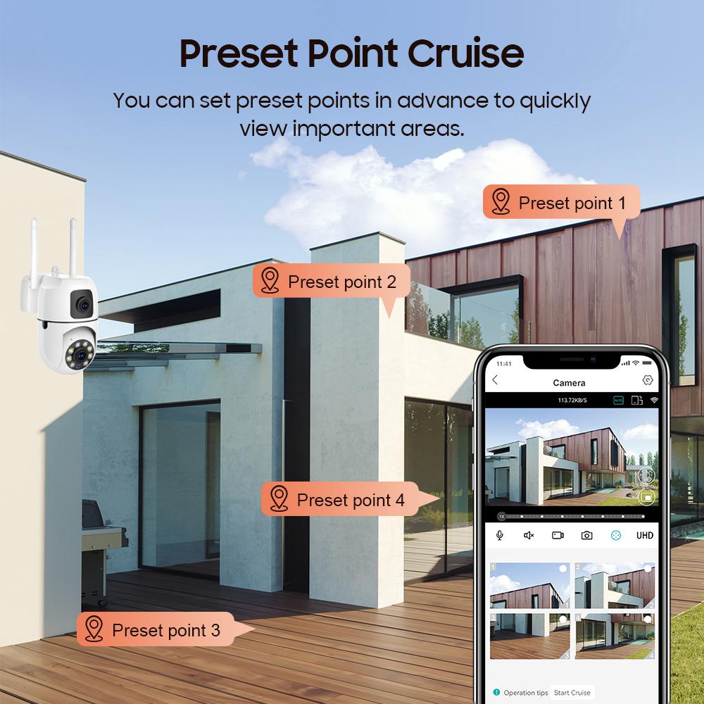 AIOOK Venkovní bezdrátová kamera HD 4MP zařízení Vodotěsné Automatické sledování Humanoid WiFi PTZ Camara Vigilancia Wifi