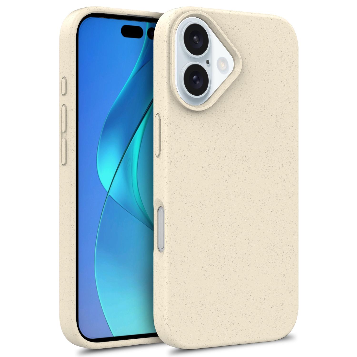 

For iPhone 16 Case Biodegradable Wheat Straw+TPU Hybrid Phone Cover Beige