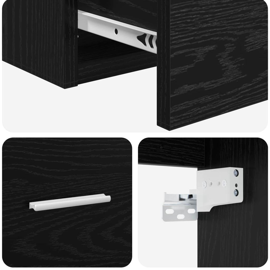 Wall Mounted Washstand In Black Oak 49.5 X 44.5 X 65 Cm
