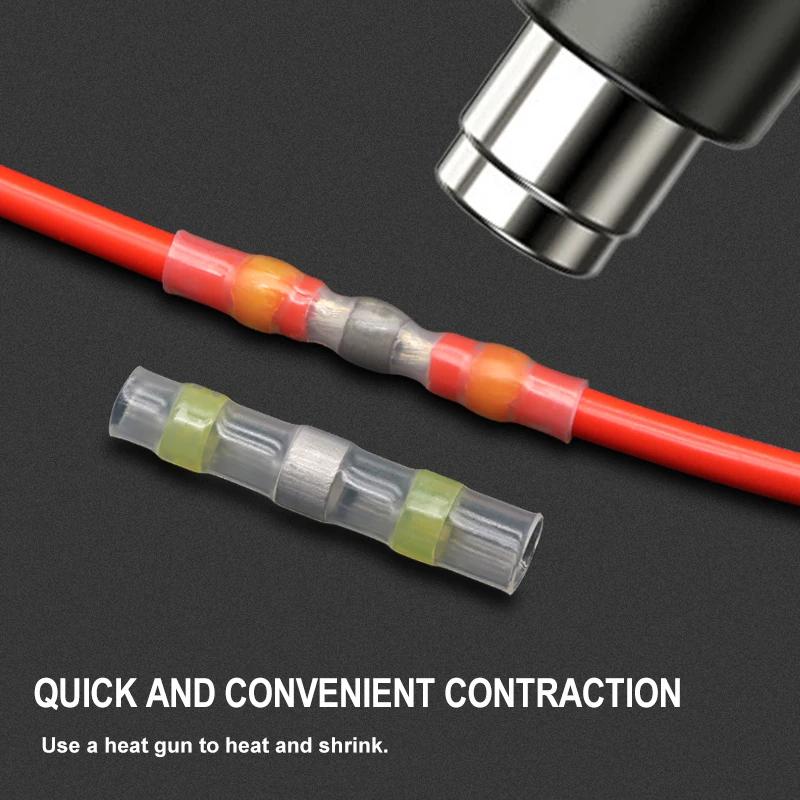 Solder Seal Wire Connectors Kit Heat Shrink Butt Crimp Terminals Waterproof Electrical Cable Splice Connector