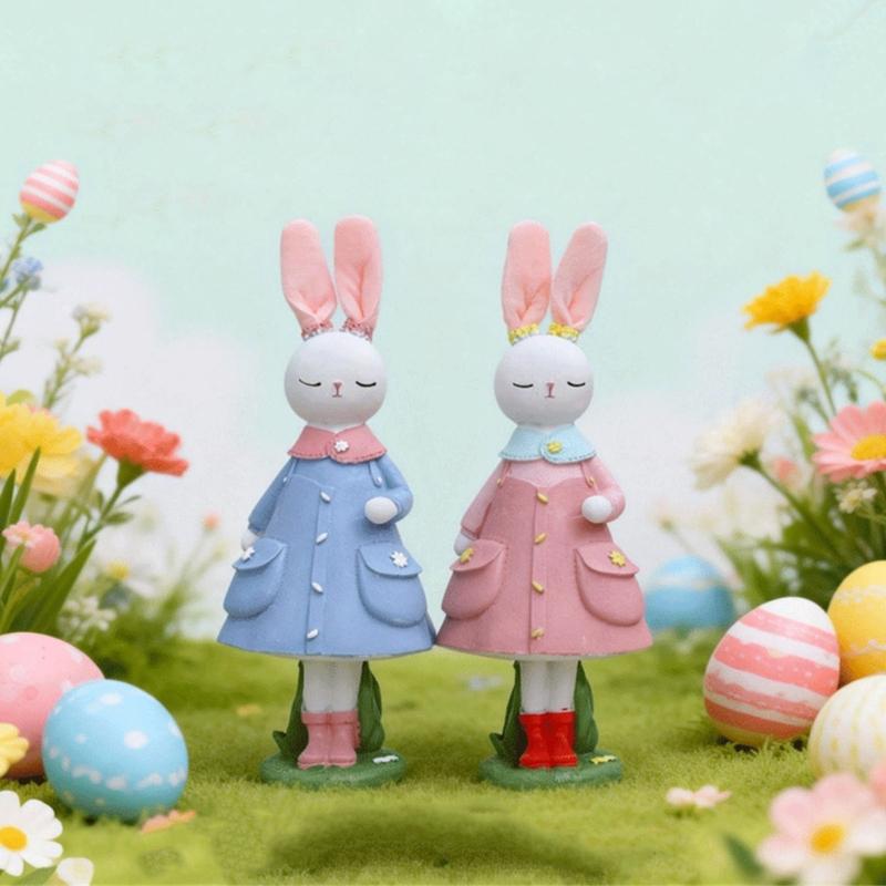 Seasonal Rabbit Sculpture Durable Resin Accessory Seasonal Home Ornament Ideal For Easter Gathering And Display