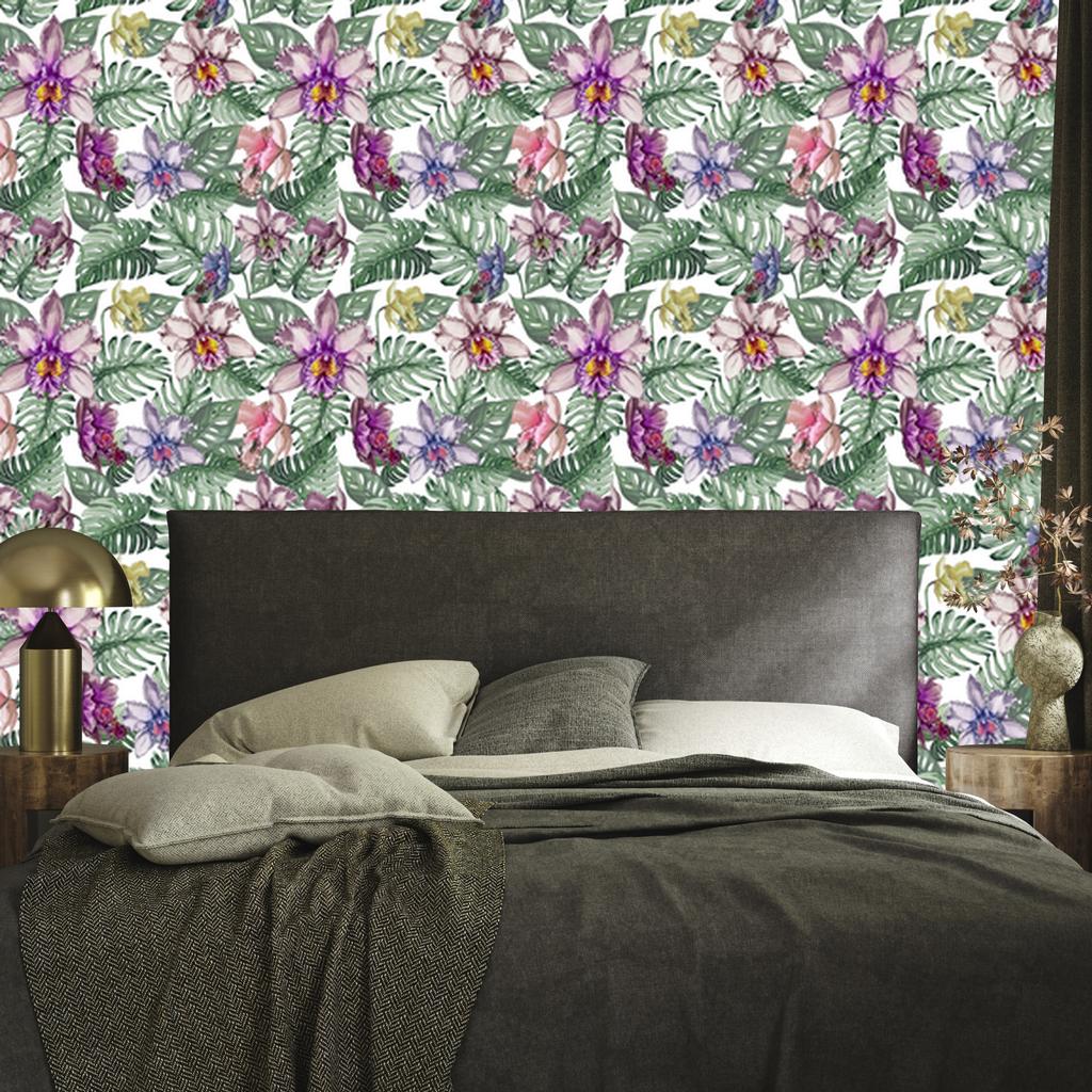 Wallpaper Colorful Monstera Flowers and Leaves for Living Room and Bedroom 50x1000