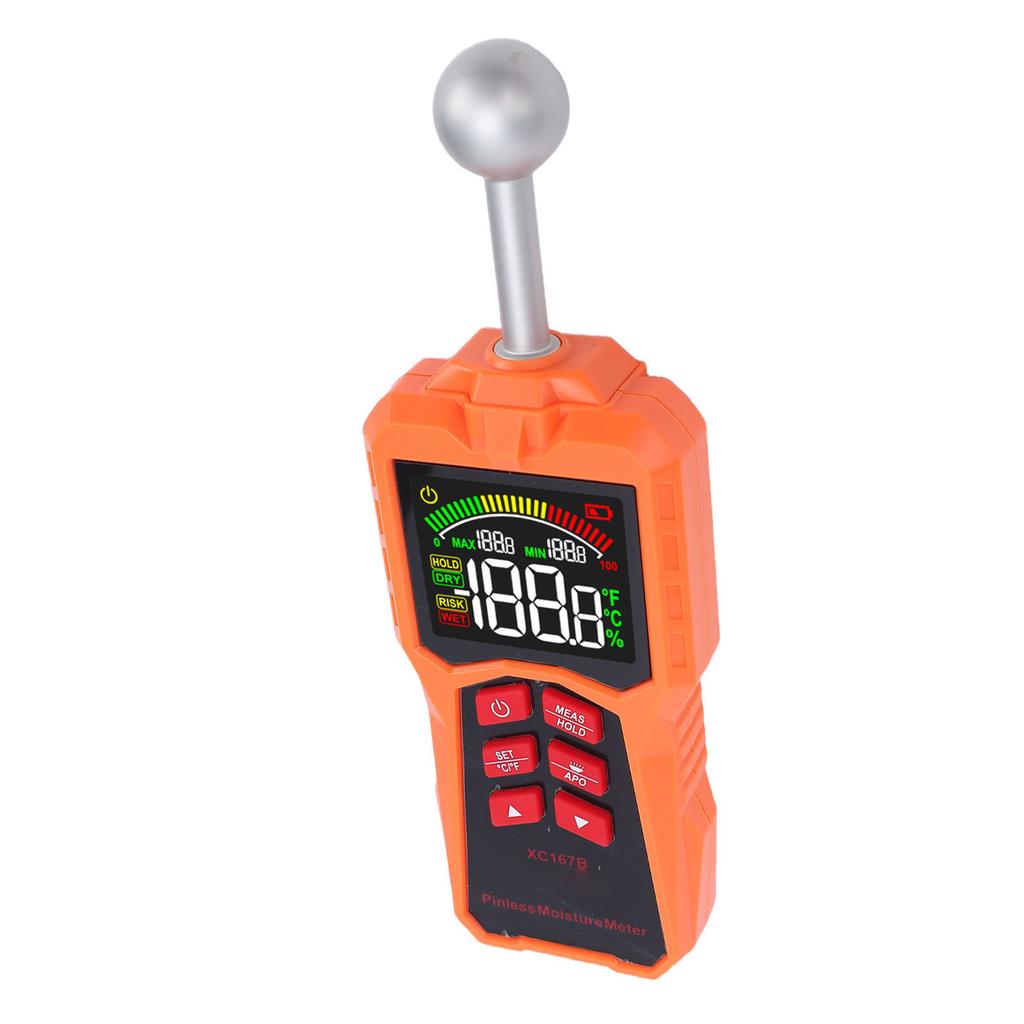 Spherical Humidity Meter Ball Probe Pinless Damp Tester with LED Flashlight for Wall Wood Drywall