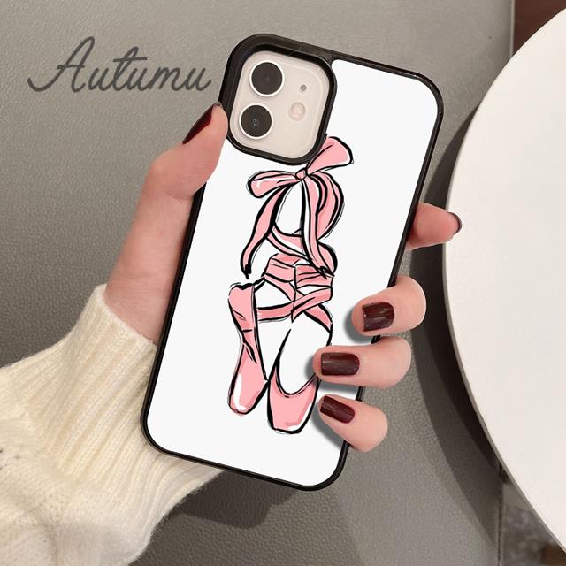 Taneční boty Ballet Ballerina Pouzdro na telefon pro iPhone 11 12 13 14 Pro Max mini X XR XS SE 2020 6S 7 8 Plus Galaxy S21 S22 shell