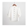 Summer Cotton Shirt Women's Lantern Sleeve Retro Blouse Large Size Loose Mid-sleeved Shirt Women