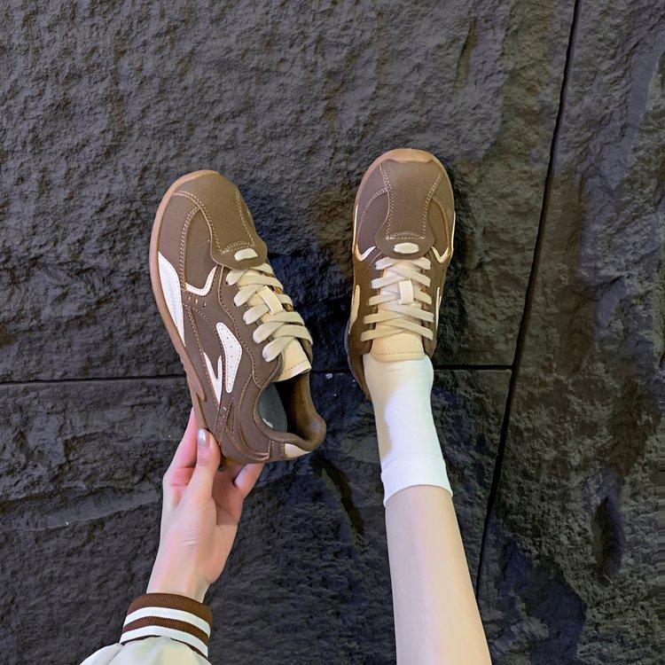 [Youshilai] Retro color matching German training shoes women's 2025 spring new flat-bottomed versatile fashion casual sports shoes