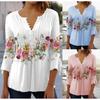Spring and Summer Fashion New Women's Clothing Floral Print V-neck Short Sleeved Casual Women's Clothing Professional Women's Clothing