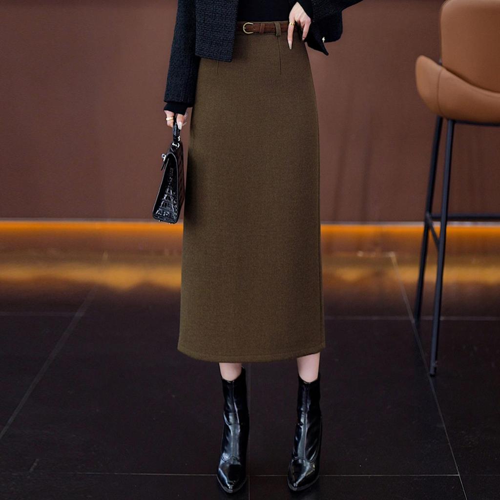 Luxurious Woolen A-Line High-Waisted Skirt - Women's Autumn/Winter 2025 Collection