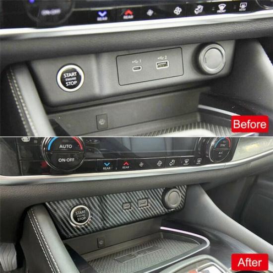 Carbon Fiber Inner Cigarette Lighter Panel Cover Trim For Nissan Rogue 2021-2024
