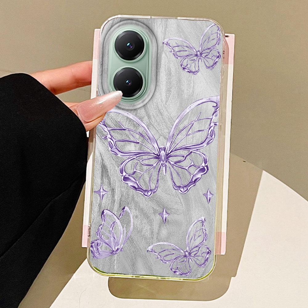 

Лазерный Серебристый Чехол для Телефона с Текстурой Перьев Бабочки для Женщин для Xiaomi Poco X5 X7 M6 Pro X6 X3 Pro NFC C75 C71 C65 C61 M5S TPU Чехол Redmi A3 белый