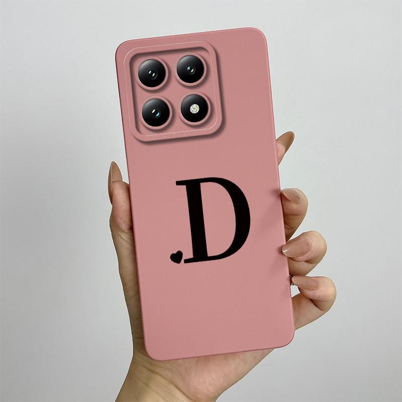 For Xiaomi 14T Pro Case Xiaomi 14T Pro Cover Mi 14T Pro Luxury Initial Letters Square Phone Case Matte Shockproof TPU Back Cover