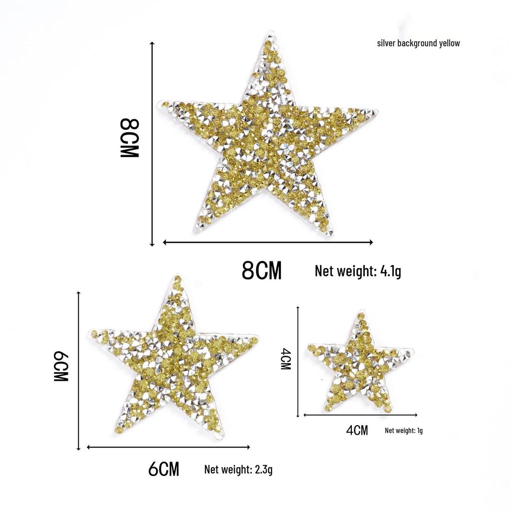 Colorful Star Rhinestone Stickers - 4cm DIY Mixed Hotfix for Shoes, Bags, Clothing