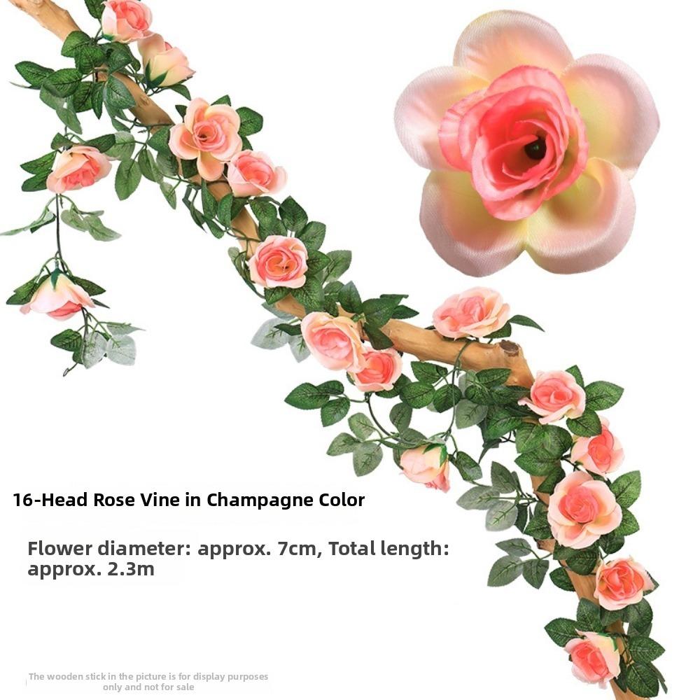 16/69Heads Artificial Rose Vine Plastic Silk Fake Plants Leaves Home Decoration