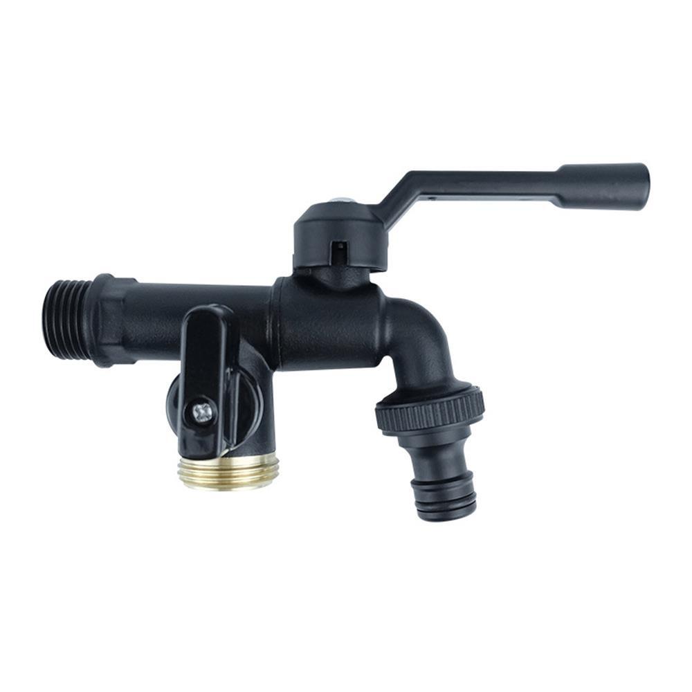 Dual Outlet Brass Garden Hose Faucet Black Washing Machine Bibcocks Anti-Freeze Bibcocks  Garden